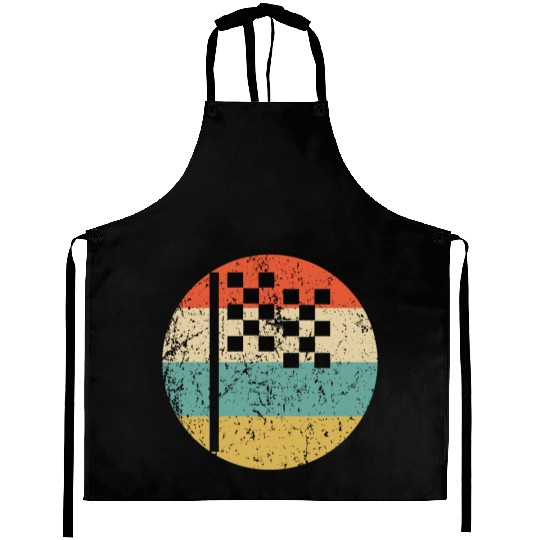 Checkered Flag Icon Retro Racing Aprons