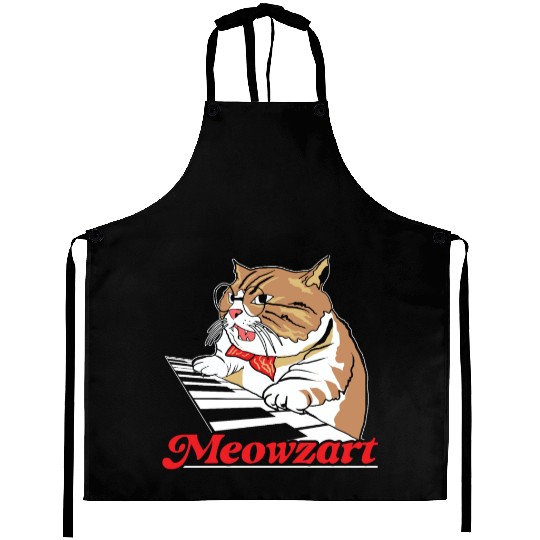 Meowzart Piano Cat Musician Musical Pianist Music Aprons