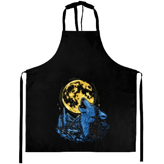 Wolf Moon Forest Wolves Nature Nature Liever Full Aprons