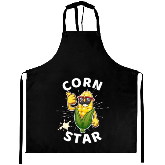 Funny Corn Star Sunglasses Mustache big Postal Service Aprons
