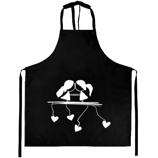 lesbian couple love symbol Aprons