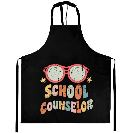 School Counselor Groovy Retro Aprons