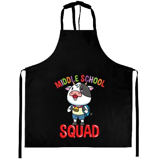 Cow Back To School Middle School Squad Aprons