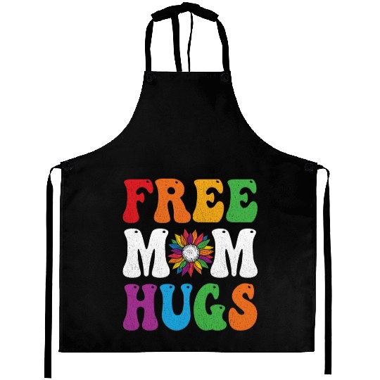 Free Mom Hugs Sunflower Rainbow LGBT Lesbian Gay Aprons