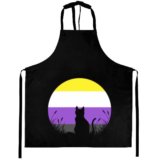Cat Moon LGBT Nonbinary Flag Aprons