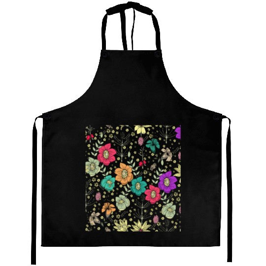Flowers Women Floral Colorful Wildflower Aprons