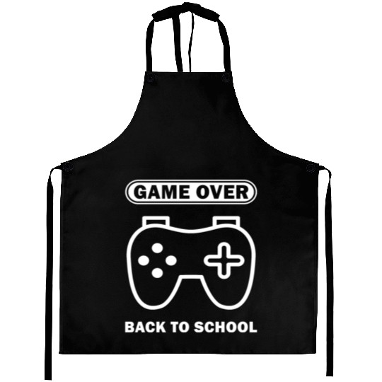 Game Over Back To School Funny Video Gamer Gaming Aprons
