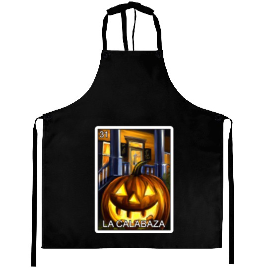 La Calabaza Pumpkin Card Mexican Lottery Card Aprons
