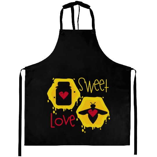 Sweet love yellow honey bee Aprons