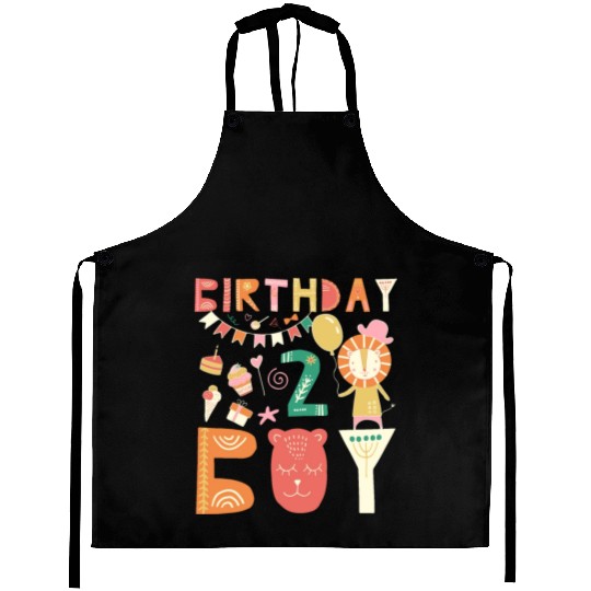 Birthday Boy Toddler Lion cartoon Outfit 2nd Years Aprons