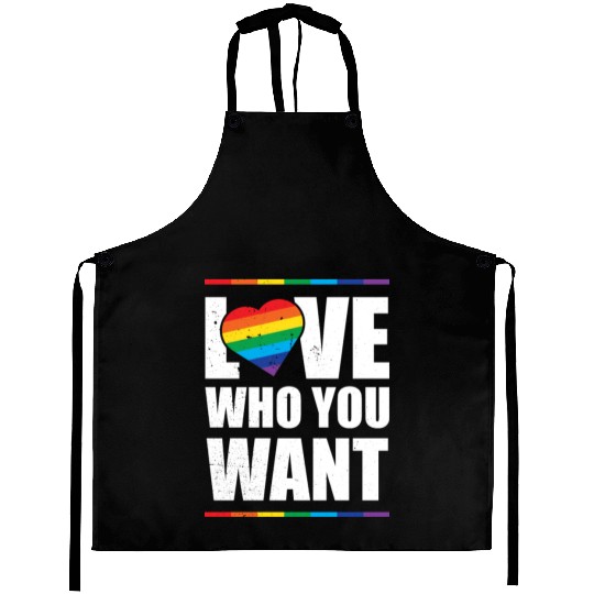 LGBT Love Who You Want Gay Pride Rainbow Heart Aprons
