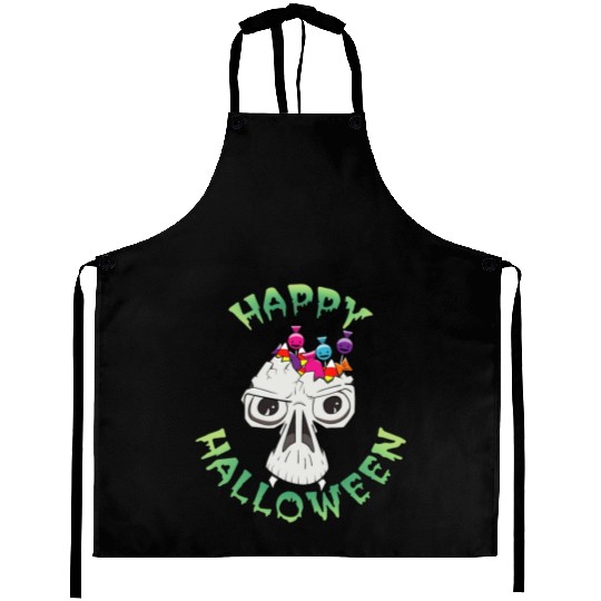 Candy Skull Happy Halloween Cartoon Aprons