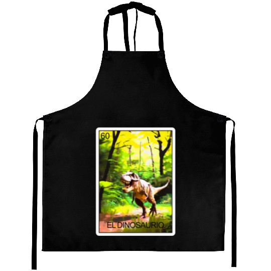El Dinosaurio Dinosaur Card Mexican Lottery Card Aprons