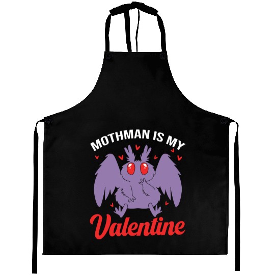 Funny Valentines Day Cryptid Cute Mothman Aprons