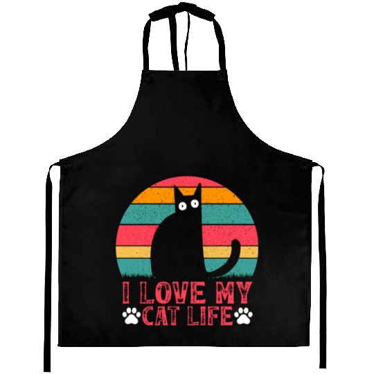 Funny Cat Meme Cat Owner Cat Lover I Love My Cat L Aprons