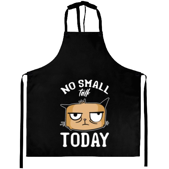 Cat Meme Cat Lover I No Small Talk Today I Funny C Aprons