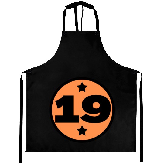 19 Circle Orange Black Birthday Age Aprons