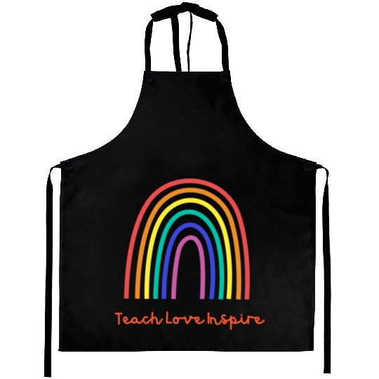 Back To School Teach Love Inspire Retro Teachers Aprons