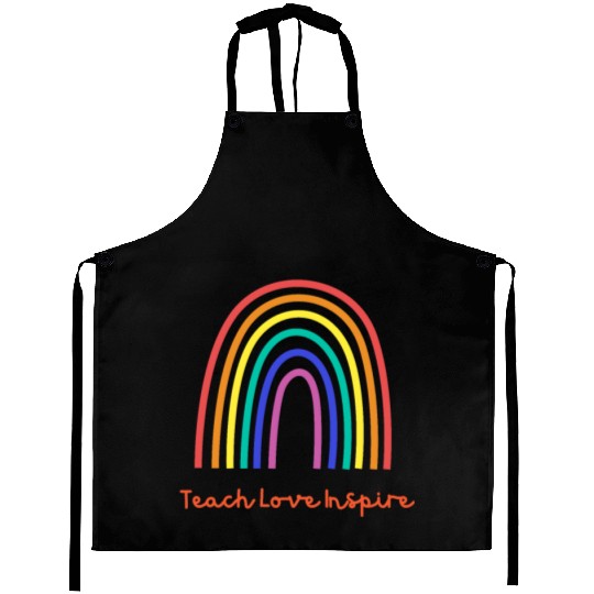 Back To School Teach Love Inspire Retro Teachers Aprons