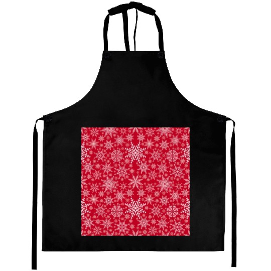 Snowflakes Pattern Red White Aprons