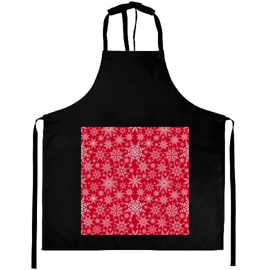 Snowflakes Pattern Red White Aprons