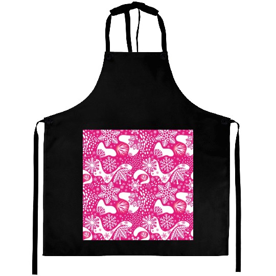 Abstract Pink Winter Pattern Aprons
