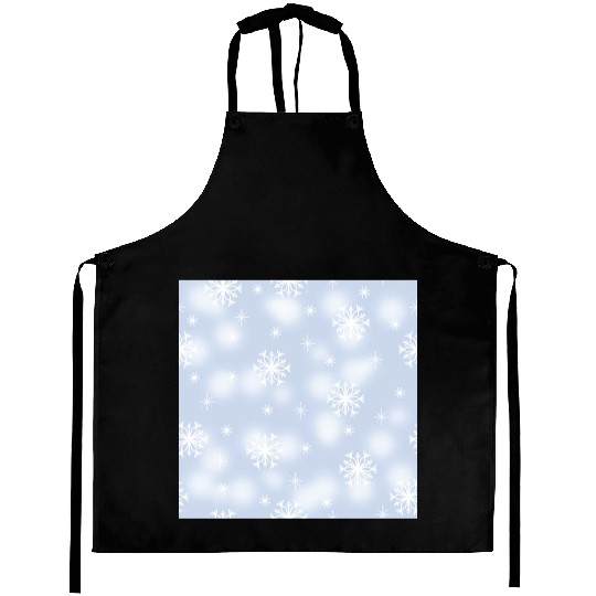 Blue White Snowflakes Pattern Aprons