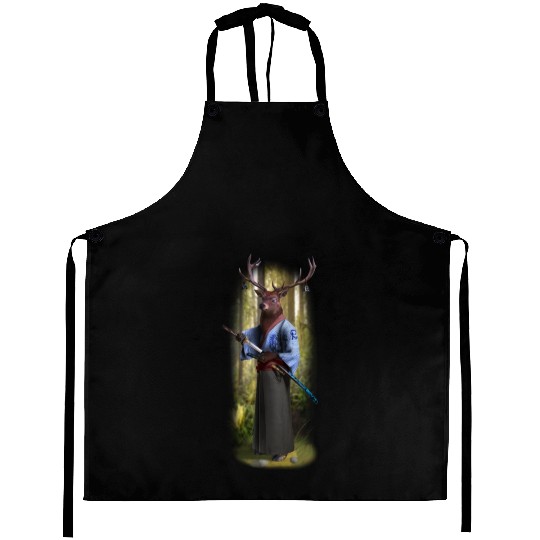 Exclusive Hand Drawn Samurai Deer Aprons