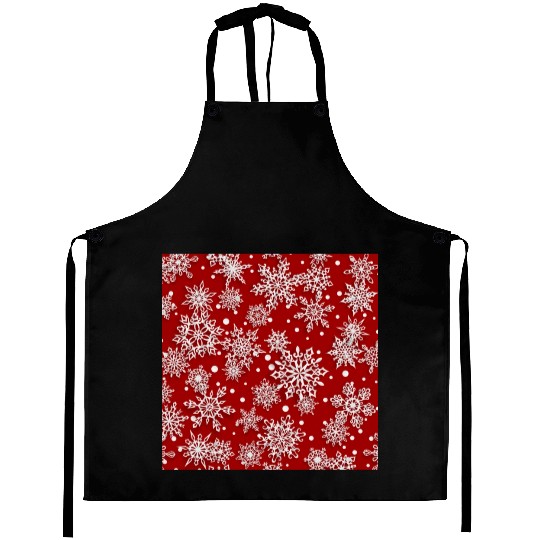 Red Snowflakes Pattern Aprons