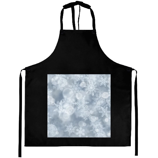 Grey White Snowflakes Pattern Aprons
