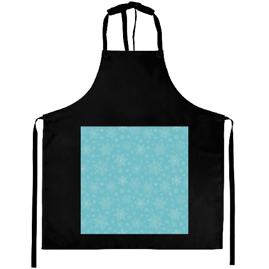Teal Snowflakes Pattern Aprons