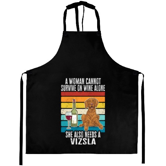 Vizsla Mom Wine Hungarian Vizsla Dog Mom Women Aprons