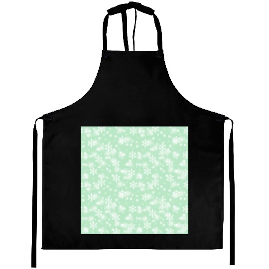 Green Snowflakes Pattern Aprons