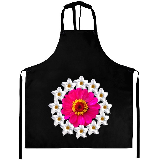 zinnia blossom blooming flower bloom flowerpattern Aprons