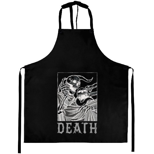 Skeleton Bones Tarot Card Occult Death Gothic Aprons