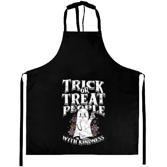 Trick or treat people with kindness - cute ghost Aprons