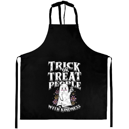 Trick or treat people with kindness - cute ghost Aprons