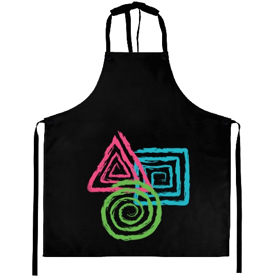 Geometric Shapes. Square, Triangle, Circle Spirals Aprons