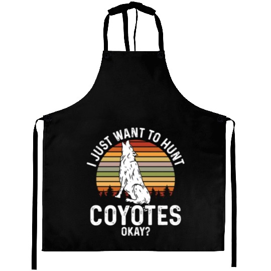 Coyote Trapping Coyote Hunting Yote Hunting Gift Aprons