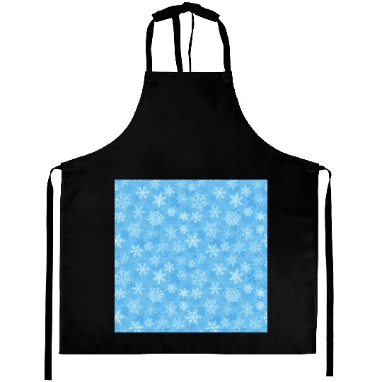 Pretty Light Blue Snowflakes Pattern Aprons