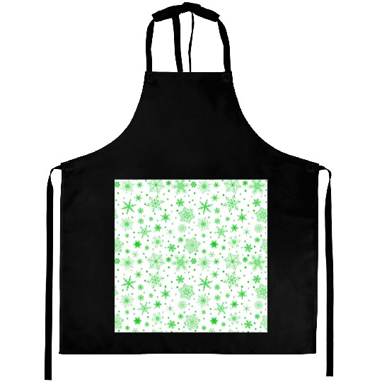 Snowflakes Pattern Green White Aprons