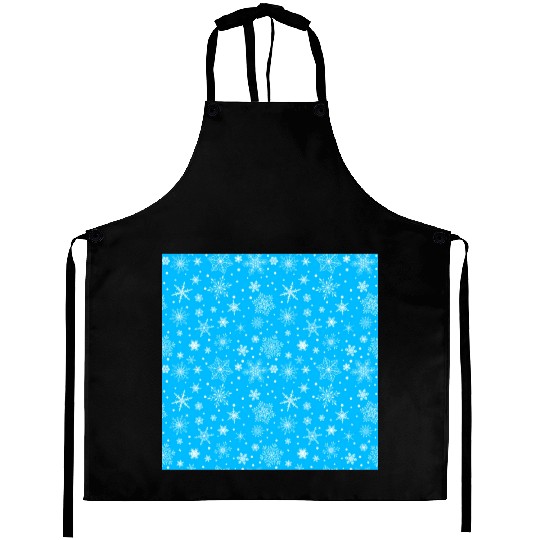 Snowflakes Pattern Blue White Aprons