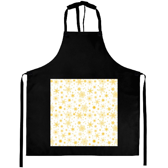Snowflakes Pattern Yellow White Aprons