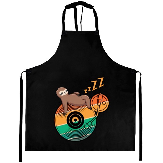 Music Vinyl LP Collection Cute Sleeping Sloth Aprons