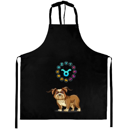 Funny Dog Lover Horoscope Taurus Zodiac Sign Cool Aprons