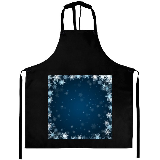 Navy Blue White Snowflakes Pattern Aprons