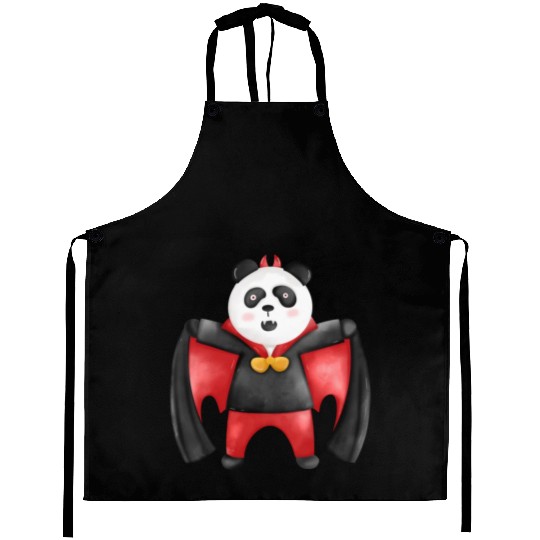 Panda bear in vampire costume Aprons