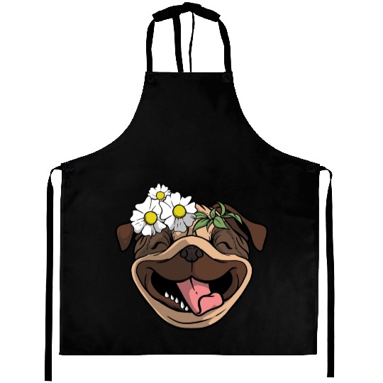 Dog Pug Flower Aprons