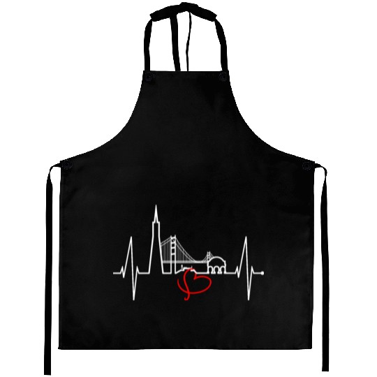 San Francisco Skyline Heartbeat California Lover Aprons