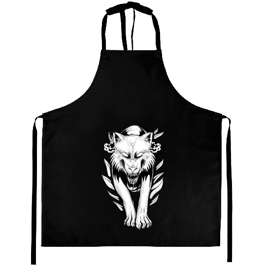 Angry Demon Wolf Aprons